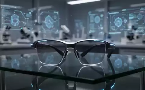 Futuristische smarte Brille auf einer dunklen Oberfläche als Symbol für moderne optische Technologie und Produktion. - Foto: über boerse-global.de