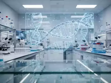Modernes Genetik-Labor mit digitaler DNA-Visualisierung in einer professionellen, klinischen Umgebung. - Foto: über boerse-global.de