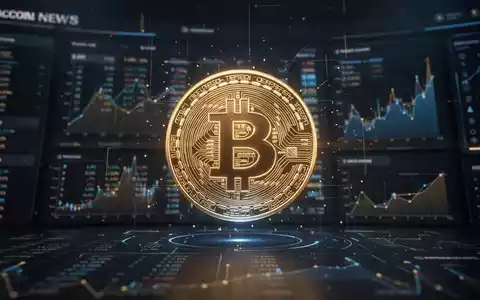 Digitales Bitcoin-Symbol auf einem modernen Finanz-Dashboard mit positiven Marktdaten. - Foto: über boerse-global.de