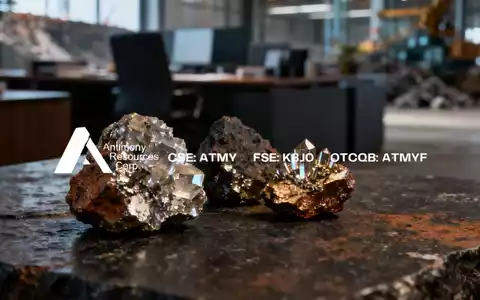Rohmineralien und geologische Proben auf einem dunklen Steintisch in einer atmosphärischen, professionellen Umgebung. - Foto: über boerse-global.de
