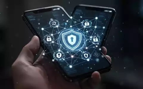 Smartphone mit digitaler Benutzeroberfläche und Sicherheitssymbolen als Darstellung neuer Datenschutzfunktionen bei WhatsApp. - Foto: über boerse-global.de