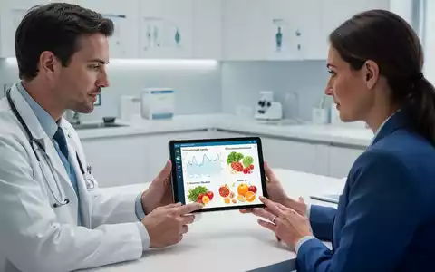 Ein Arzt und ein Patient besprechen Stoffwechseldaten und Ernährungsempfehlungen auf einem Tablet in einer Arztpraxis. - Foto: über boerse-global.de