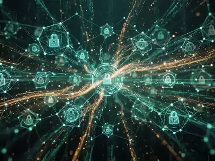 Abstraktes digitales Netzwerk aus leuchtenden Datenknoten, das die Blockchain-Infrastruktur von Solana visualisiert. - Foto: über boerse-global.de