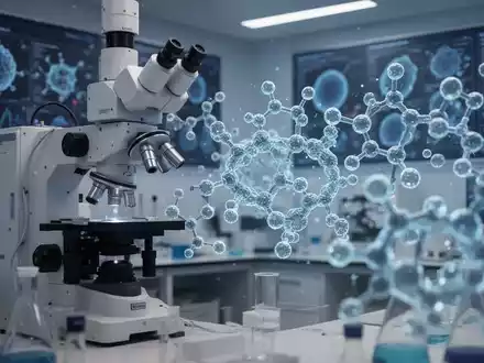 Modernes medizinisches Forschungslabor mit hochmoderner Mikroskopietechnologie und visualisierten Molekülstrukturen. - Foto: über boerse-global.de