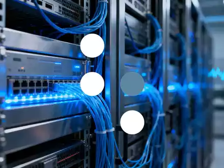 Abstrakte Darstellung eines Quantencomputer-Labors mit leuchtenden Glasfaserkabeln und moderner Technologie. - Foto: über boerse-global.de