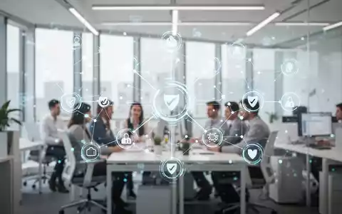 Modernes Büro mit digitaler Netzwerkgrafik als Symbol für die Vernetzung in der betrieblichen Gesundheitsförderung. - Foto: über boerse-global.de