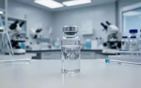Ein Glasfläschchen mit einem medizinischen Wirkstoff in einem modernen, klinischen Laborumfeld. - Foto: über boerse-global.de