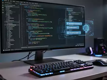 Hochwertige Softwareentwicklungs-Workstation mit komplexem Code und KI-gestützten Vorschlägen in einer Dark-Mode-IDE. - Foto: über boerse-global.de