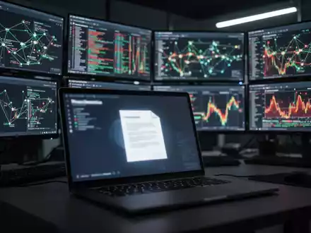 Cybersecurity Operations Center mit Monitoren, die Bedrohungserkennungsdaten und Sicherheitswarnungen für digitale Dokumente anzeigen. - Foto: über boerse-global.de