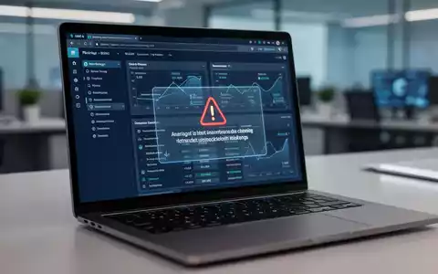 Professioneller Laptop-Bildschirm mit Banking-Software und Systemwarnung in modernem Büro. - Foto: über boerse-global.de