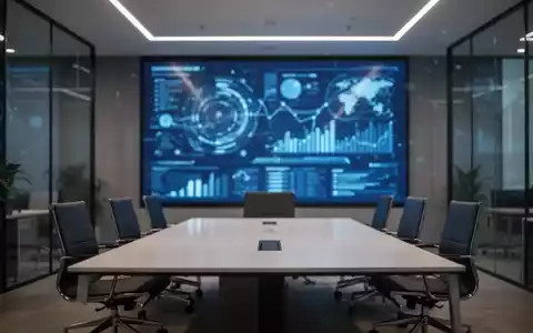 Modernes Bürointerieur mit verschwommenen digitalen Datenbildschirmen, die die regulatorische Aufsicht über KI-Suchtechnologien darstellen. - Foto: über boerse-global.de