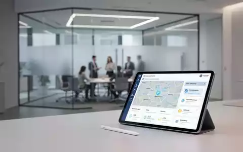 Tablet mit digitalem Stadt-Dashboard in modernem, kollaborativem Büro in Deutschland. - Foto: über boerse-global.de