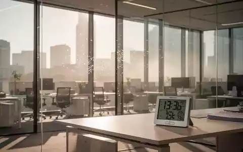 Ein sonnendurchflutetes, modernes Büro während einer Hitzewelle, symbolisiert durch flimmernde Luft und hohe Temperaturen. - Foto: über boerse-global.de