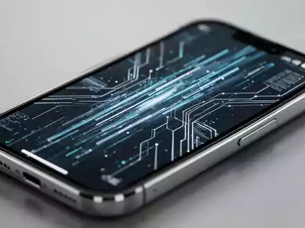 Nahaufnahme eines modernen Smartphone-Bildschirms mit abstrakten digitalen Datenmustern, die Software-Infrastruktur darstellen. - Foto: über boerse-global.de