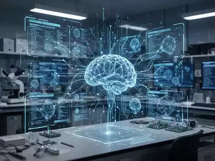 Digitale Benutzeroberfläche mit Datenströmen und neuronalen Netzwerken als Symbol für die Identifizierung von KI-Inhalten. - Foto: über boerse-global.de