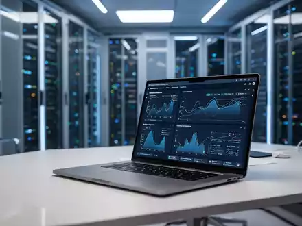 Moderner IT-Büroarbeitsplatz mit Laptop, der Software-Migrationsdaten zeigt, symbolisiert Unternehmenstechnologie. - Foto: über boerse-global.de