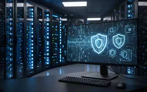 Schwach beleuchteter Serverraum mit blau leuchtender Ausrüstung, symbolisiert Cybersicherheitsbedrohungen und Netzwerkinfrastruktur. - Foto: über boerse-global.de