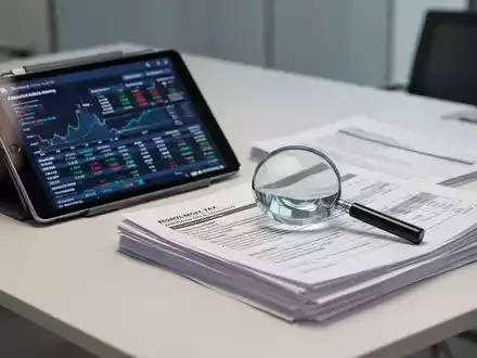 Digitales Tablet mit Finanzdaten und eine Lupe auf Steuerdokumenten auf einem modernen Büroschreibtisch. - Foto: über boerse-global.de