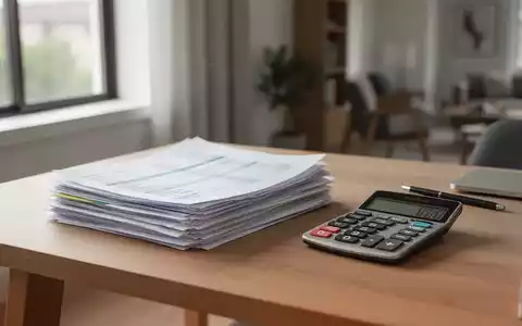 Ein organisierter Schreibtisch mit Taschenrechner und Steuerunterlagen vor einem unscharfen Wohnraumhintergrund. - Foto: über boerse-global.de