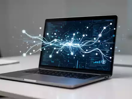 Moderner Laptop-Bildschirm mit digitaler Datenschnittstelle für KI-Workflow-Automatisierung - Foto: über boerse-global.de