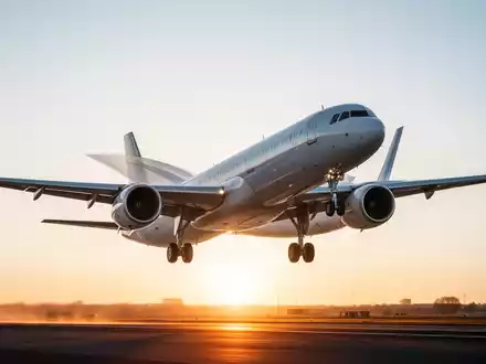 Ein Passagierflugzeug startet vor einem hellen Himmel, symbolisch für die neuen CO2-Emissionsregeln im Luftverkehr. - Foto: über boerse-global.de