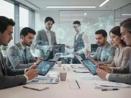 Mitarbeiter in einem modernen Büro bei einer digitalen Weiterbildung zur Arbeit mit Künstlicher Intelligenz. - Foto: über boerse-global.de