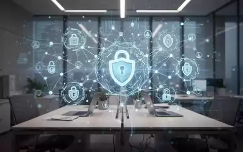 Abstrakte digitale Visualisierung von Datenschutz und KI-Regulierung in einem modernen Bürokontext. - Foto: über boerse-global.de