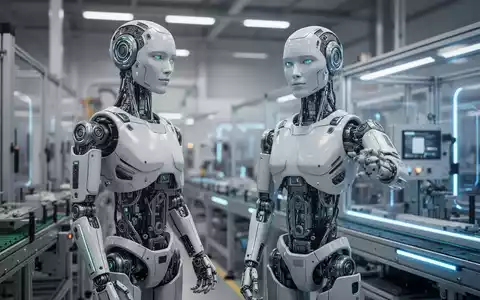 Ein hochentwickelter humanoider Roboter in einer modernen, hochtechnologischen Industrieanlage. - Foto: über boerse-global.de