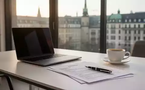 Ein moderner Schreibtisch mit Laptop und Dokumenten vor einem unscharfen Berliner Stadtpanorama. - Foto: über boerse-global.de