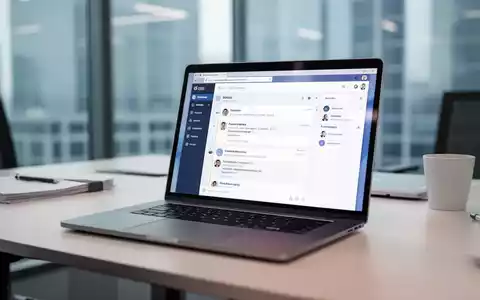 Laptop-Bildschirm mit professioneller E-Mail-Software in hellem, modernem Büroarbeitsplatz. - Foto: über boerse-global.de
