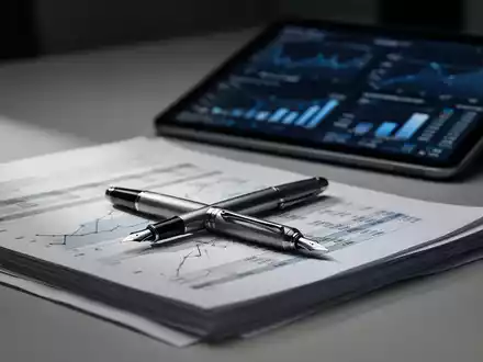 Ein moderner Schreibtisch mit Dokumenten, einem Füllfederhalter und einem digitalen Tablet mit Datenanalysen. - Foto: über boerse-global.de