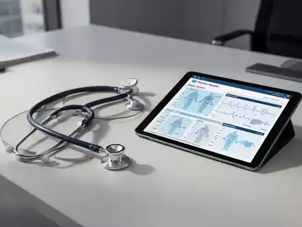 Ein Stethoskop und ein Tablet mit Gesundheitsdaten auf einem modernen Büro-Schreibtisch. - Foto: über boerse-global.de