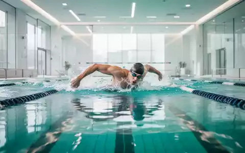 Eine Person schwimmt in einem hellen Hallenbad als Teil einer gesundheitsfördernden sportlichen Aktivität. - Foto: über boerse-global.de
