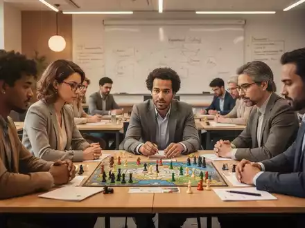 Menschen in einem Volkshochschulkurs, die sich konzentriert mit strategischen Spielen zur geistigen Fitness beschäftigen. - Foto: über boerse-global.de