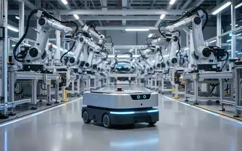 Autonomer mobiler Roboter in einer modernen Automobilmontagelinie einer Hightech-Smart-Factory. - Foto: über boerse-global.de