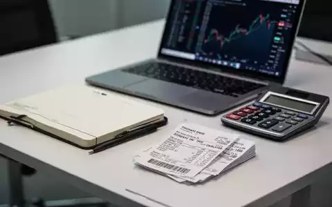 Schreibtisch mit Laptop, Taschenrechner und Reisekostenbelegen für die betriebliche Abrechnung. - Foto: über boerse-global.de