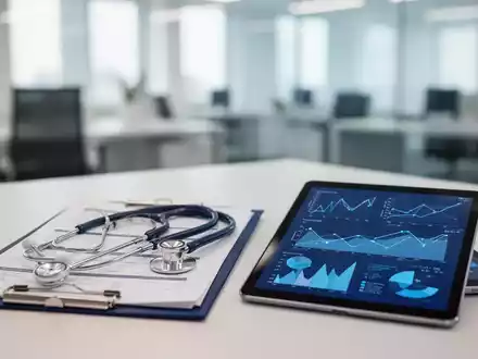 Medizinische Unterlagen und ein Stethoskop auf einem Schreibtisch als Symbol für den aktuellen Gesundheitsatlas. - Foto: über boerse-global.de