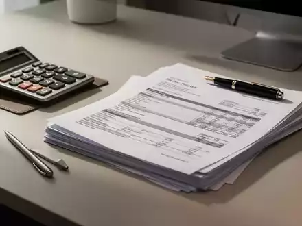 Ein Schreibtisch mit einem Taschenrechner und Finanzunterlagen, die auf die Rentenbesteuerung und Steueränderungen hinweisen. - Foto: über boerse-global.de