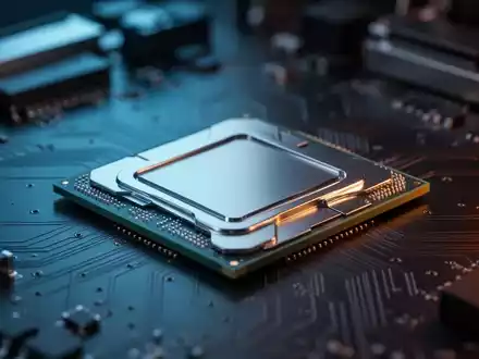 Nahaufnahme eines leistungsstarken Computerprozessorchips auf einer detaillierten Leiterplatte. - Foto: über boerse-global.de
