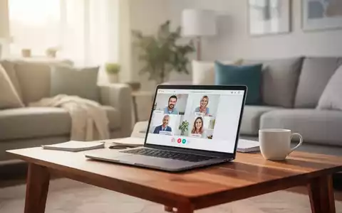 Moderner Laptop auf einem Holztisch in einer hellen, freundlichen Wohnumgebung als Symbol für digitale Elternberatung. - Foto: über boerse-global.de