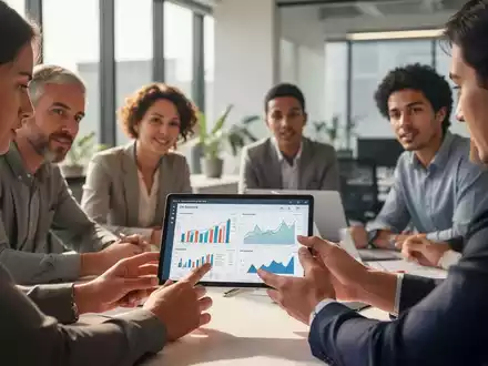 Menschen in einem digitalen Finanzbildungsworkshop nutzen Tablets, um Online-Tools und Sicherheit zu lernen. - Foto: über boerse-global.de