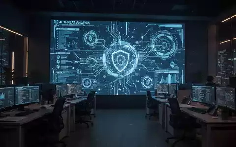 Hochmodernes Cybersicherheitsoperationszentrum mit komplexen digitalen Datenströmen und KI-Bedrohungsanalyse auf Bildschirmen. - Foto: über boerse-global.de