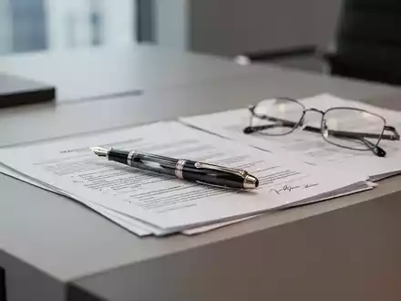 Ein moderner Schreibtisch in einer Anwaltskanzlei mit juristischen Dokumenten und einer Lesebrille. - Foto: über boerse-global.de