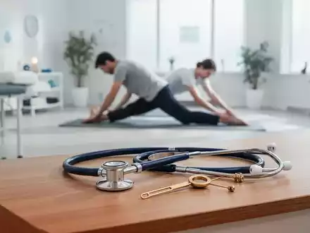 Heller Physiotherapieraum mit Sportmatte und medizinischen Instrumenten als Symbol für ganzheitliche Schmerztherapie. - Foto: über boerse-global.de