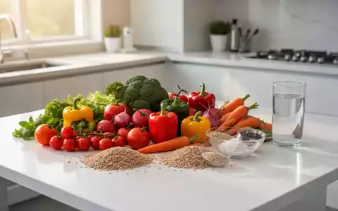 Frisches Gemüse und Vollkornprodukte auf einem Holztisch als Symbol für eine gesundheitsbewusste Ernährung. - Foto: über boerse-global.de