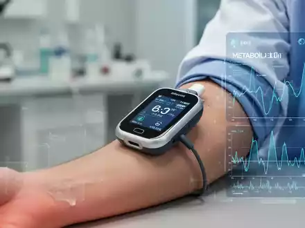 Nahaufnahme eines kontinuierlichen Glukose-Messgeräts am Arm eines Patienten in einer medizinischen Umgebung. - Foto: über boerse-global.de
