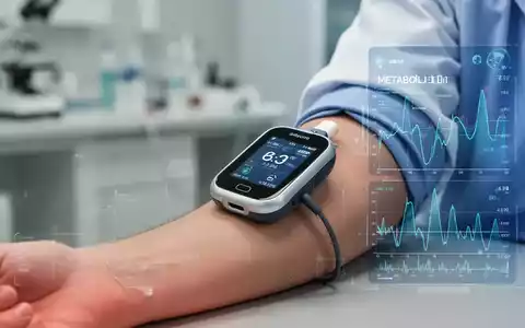 Nahaufnahme eines kontinuierlichen Glukose-Messgeräts am Arm eines Patienten in einer medizinischen Umgebung. - Foto: über boerse-global.de