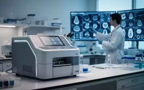 Ein modernes medizinisches Labor mit Diagnostikgeräten und einer digitalen Patientenakte auf einem Bildschirm. - Foto: über boerse-global.de