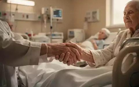 Eine sanfte Hand hält die Hand eines älteren Menschen in einem friedlichen, warm beleuchteten Raum. - Foto: über boerse-global.de