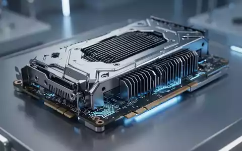 Nahaufnahme eines High-End-GPU-Hardwarebauteils mit glänzender Metalloberfläche und blauer Ambientebeleuchtung. - Foto: über boerse-global.de